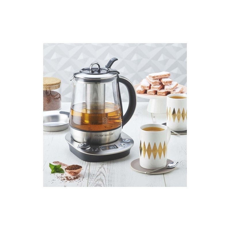 Bouilloire & machine à thé 2-en-1, verre, 5 températures, Théière