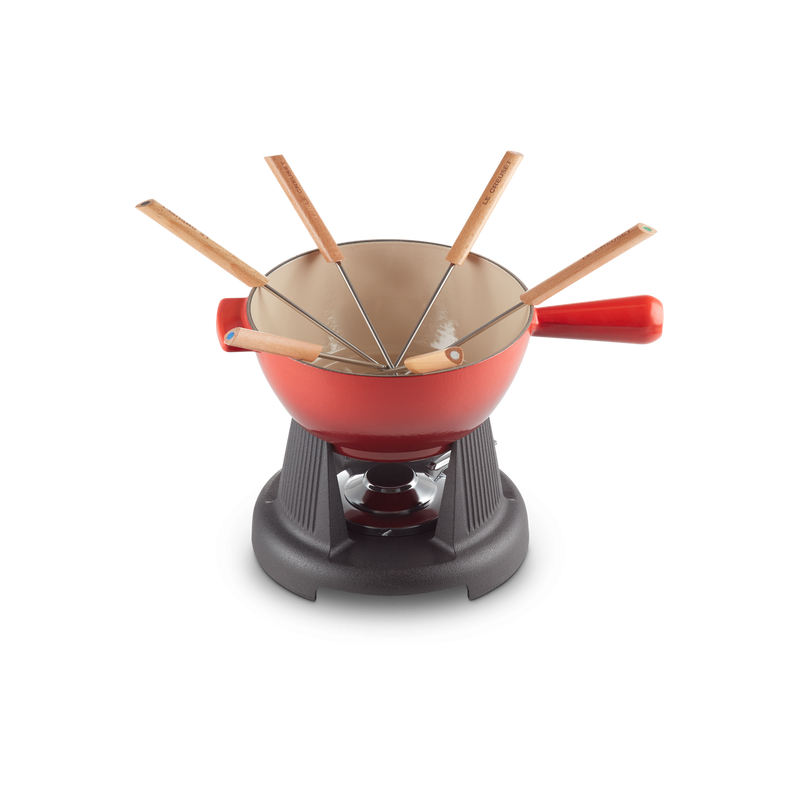 Service à fondue au chocolat en céramique avec palette en bois, 4