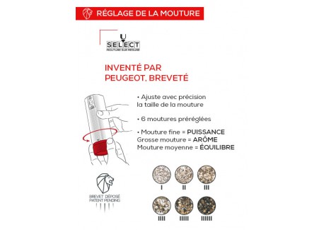 Peugeot - Line Moulin à Sel 12 cm Carbone - Les Secrets du Chef
