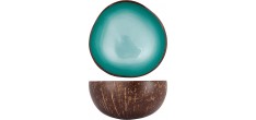 Bol en Noix de Coco Bleu Turquoise Métallique 14 cm