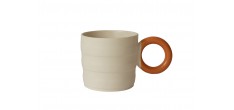 Falke Mug Beige Anse Orange en Céramique 29 cl