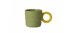 Falke Mug Vert Anse Jaune en Céramique 29 cl