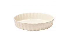 Plat à Tarte Rond 28x6 cm Céramique Argile Blanc Cassé