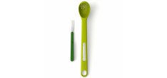 Scoop & Pick Longue Cuillère perforée et Fourchette 2-en-1 Vert